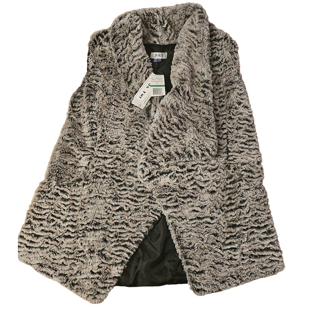 NEW Jolt Faux Fur Vest Womens w Pockets Winter Fluffy Soft Sweater LARGE(595)